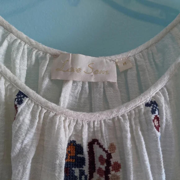 Love Sam Vintage Embroidery Peasant Top Medium - Picture 4 of 10